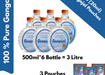 Pack of 6 Bottles containing 500 ML Gangajal in one bottle (500 ML * 6 Bottles = 1 Box)